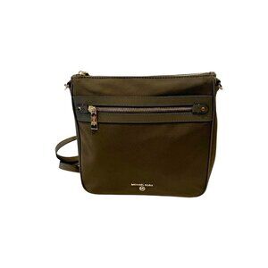 Michael Kors Women's Jet Set Nylon Messenger Bag Brown Gold Tone Logo Shoulder
